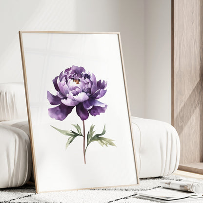 Dark Purple Peony Botanical Print - Elegant Wall Decor - Bloom Gallery