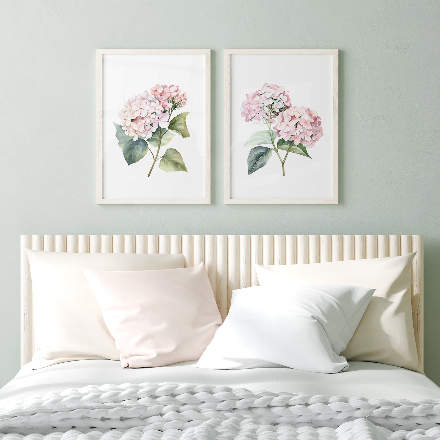 Pink Hydrangeas - Set of 2 Botanical Wall Prints