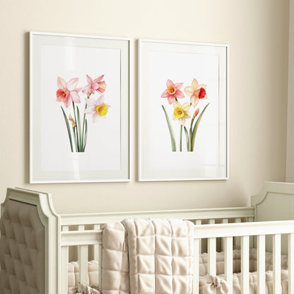 Daffodils Wall Art - Set of 2 Botanical Prints