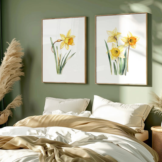 Daffodils Wall Art - Set of 2 Botanical Prints