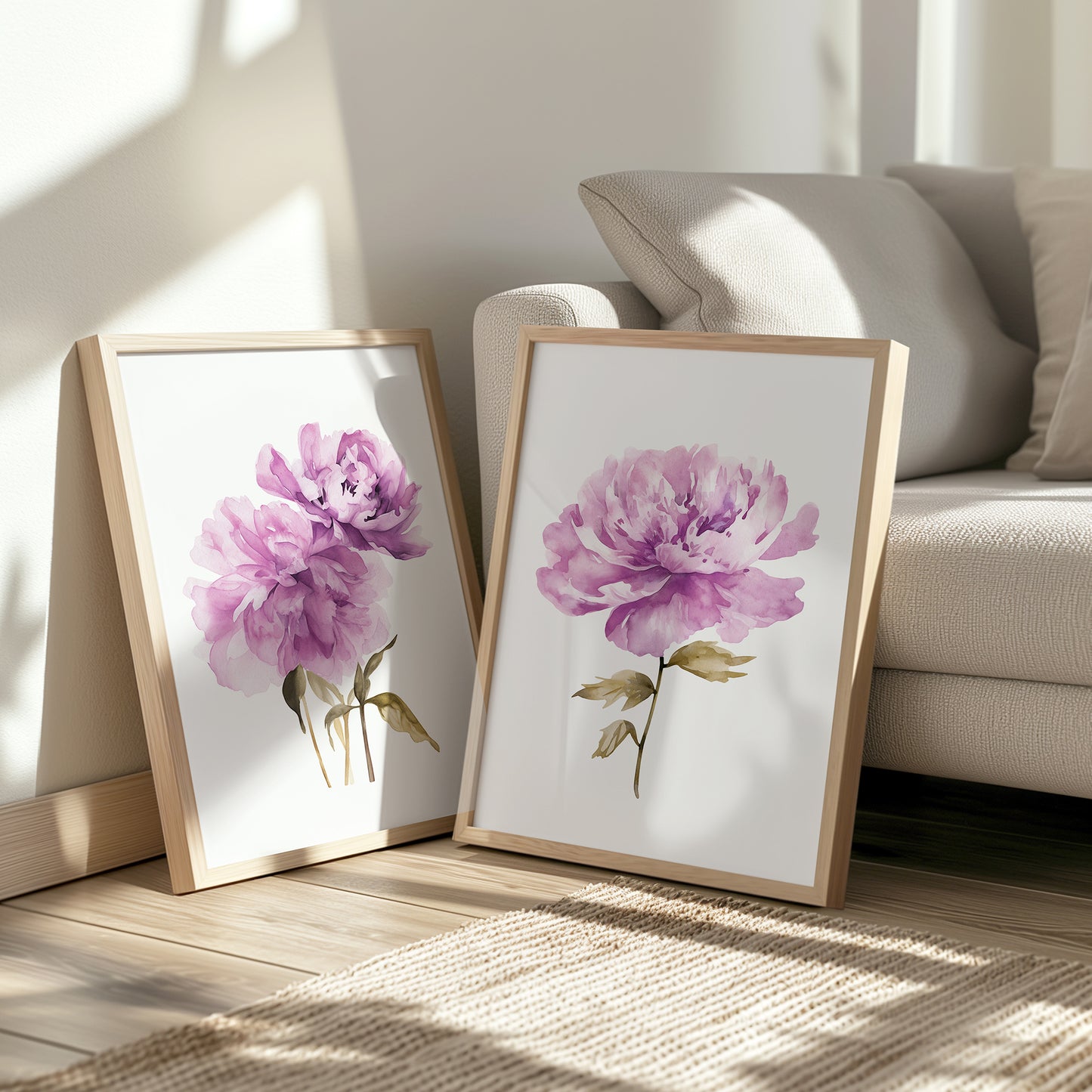 Fuchsia Peonies Wall Art - Set of 2 Botanical Prints