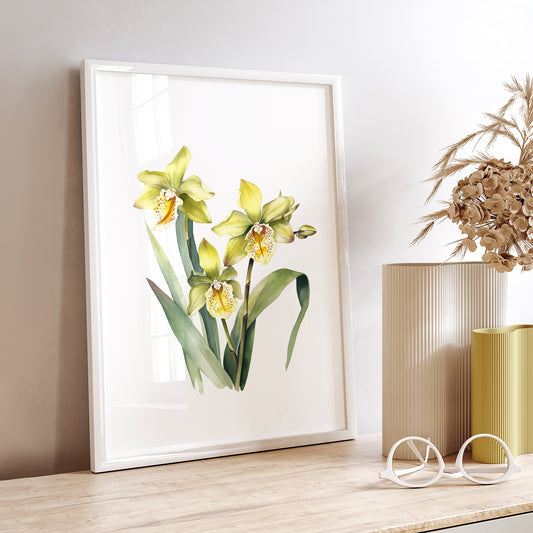 Yellow Orchids Botanical Print - Exotic Wall Art