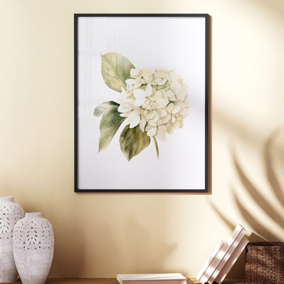 Beige Hydrangea Botanical Print - Elegant Wall Decor