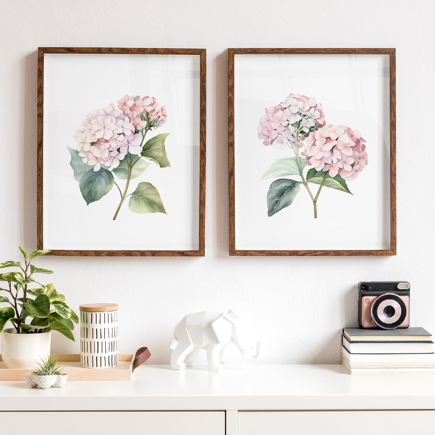 Pink Hydrangeas - Set of 2 Botanical Wall Prints