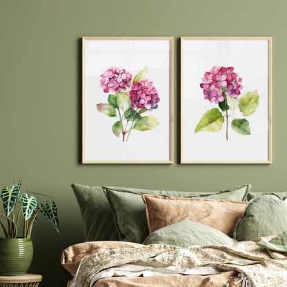 Pink Fuchsia Hydrangeas - Set of 2 Botanical Wall Prints