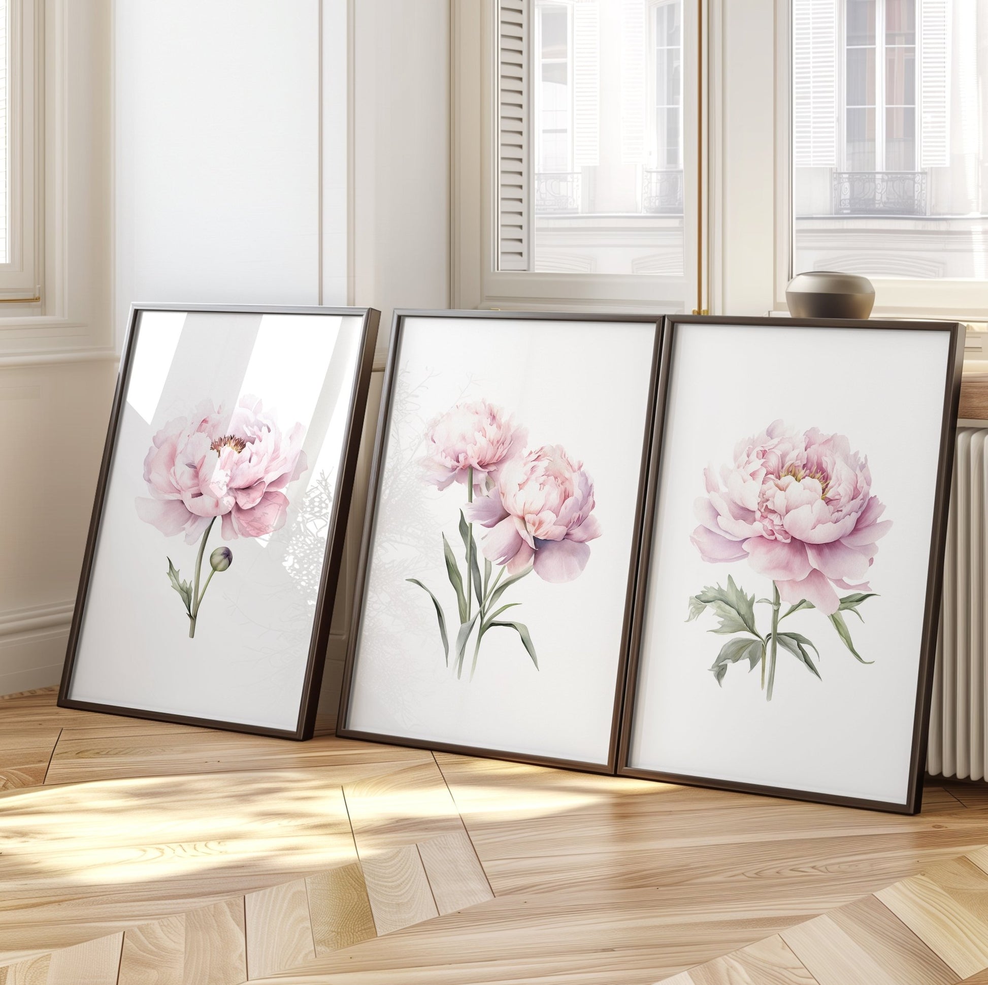 Light Pink Peonies - Set of 3 Botanical Prints - Bloom Gallery