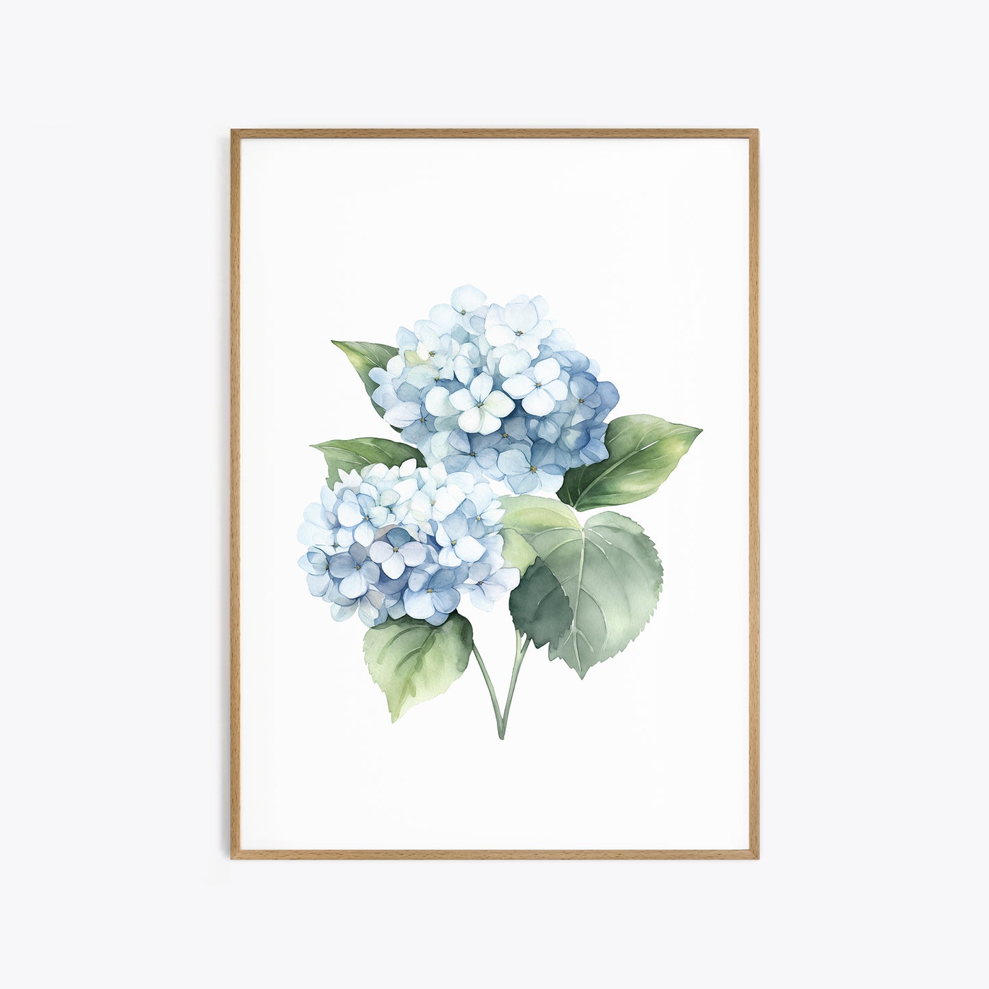 Blue Hydrangeas Botanical Prints - Set of 3 Wall Decor