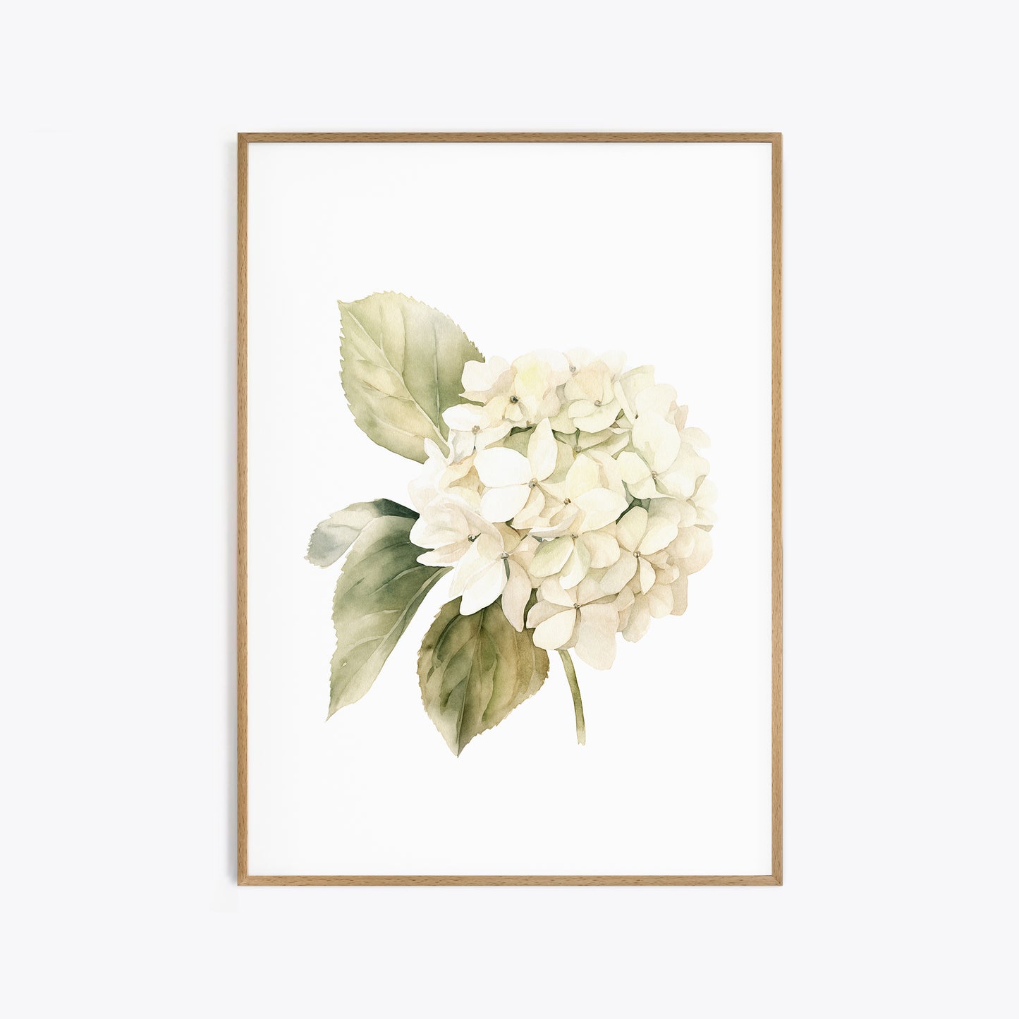 Beige Hydrangea Botanical Print - Elegant Wall Decor