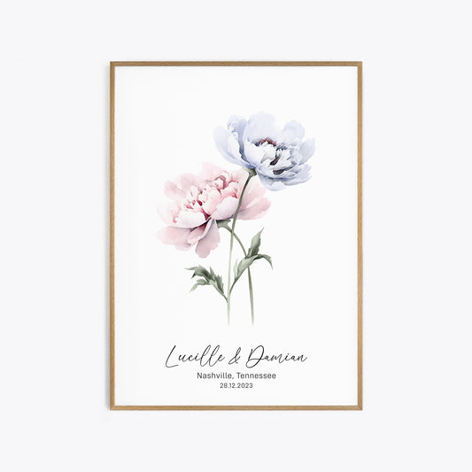 Personalized Peonies - Wedding Anniversary Print