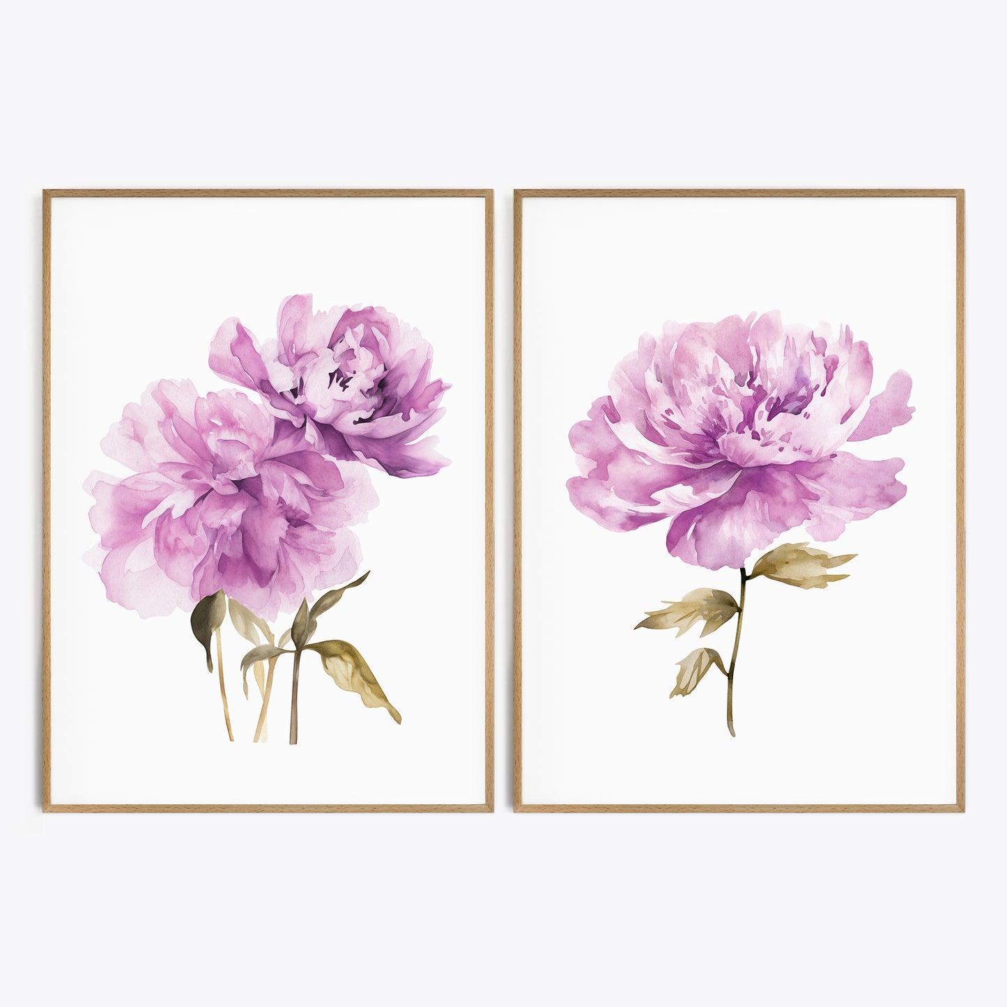 Fuchsia Peonies Wall Art - Set of 2 Botanical Prints