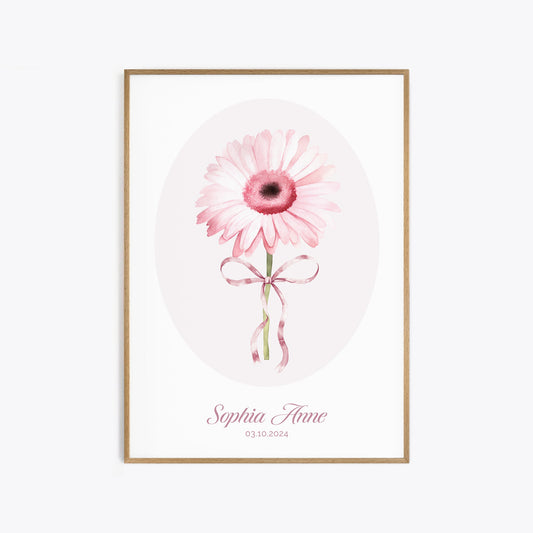 Pink Flower Print - Custom Baby Girl Name - Bloom Gallery