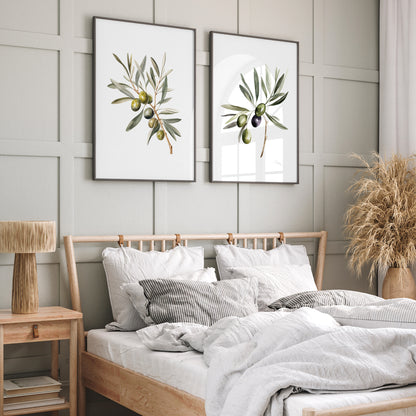 Olive Branch Wall Art - Set of 2 Botanical Prints