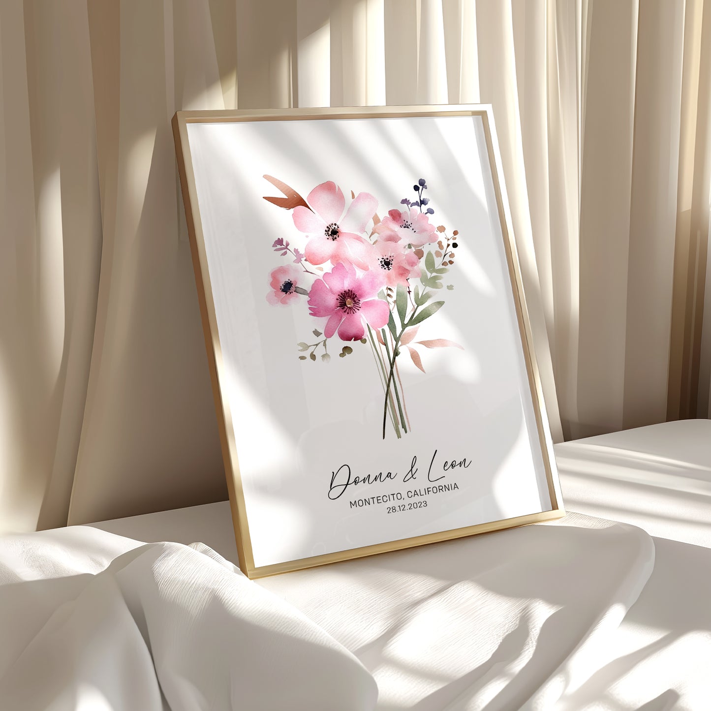 Custom Names Bouquet - Wedding Anniversary Print