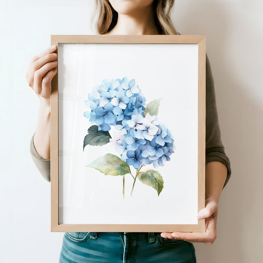 Blue Hydrangea Botanical Print - Vibrant Wall Art